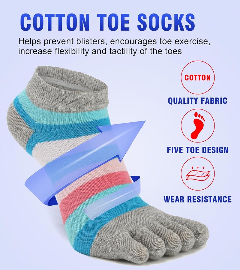 Fasot Women Toe Socks 5 Finger Cotton Wicking Athletic 6 Pack 3 Pack - Image 4